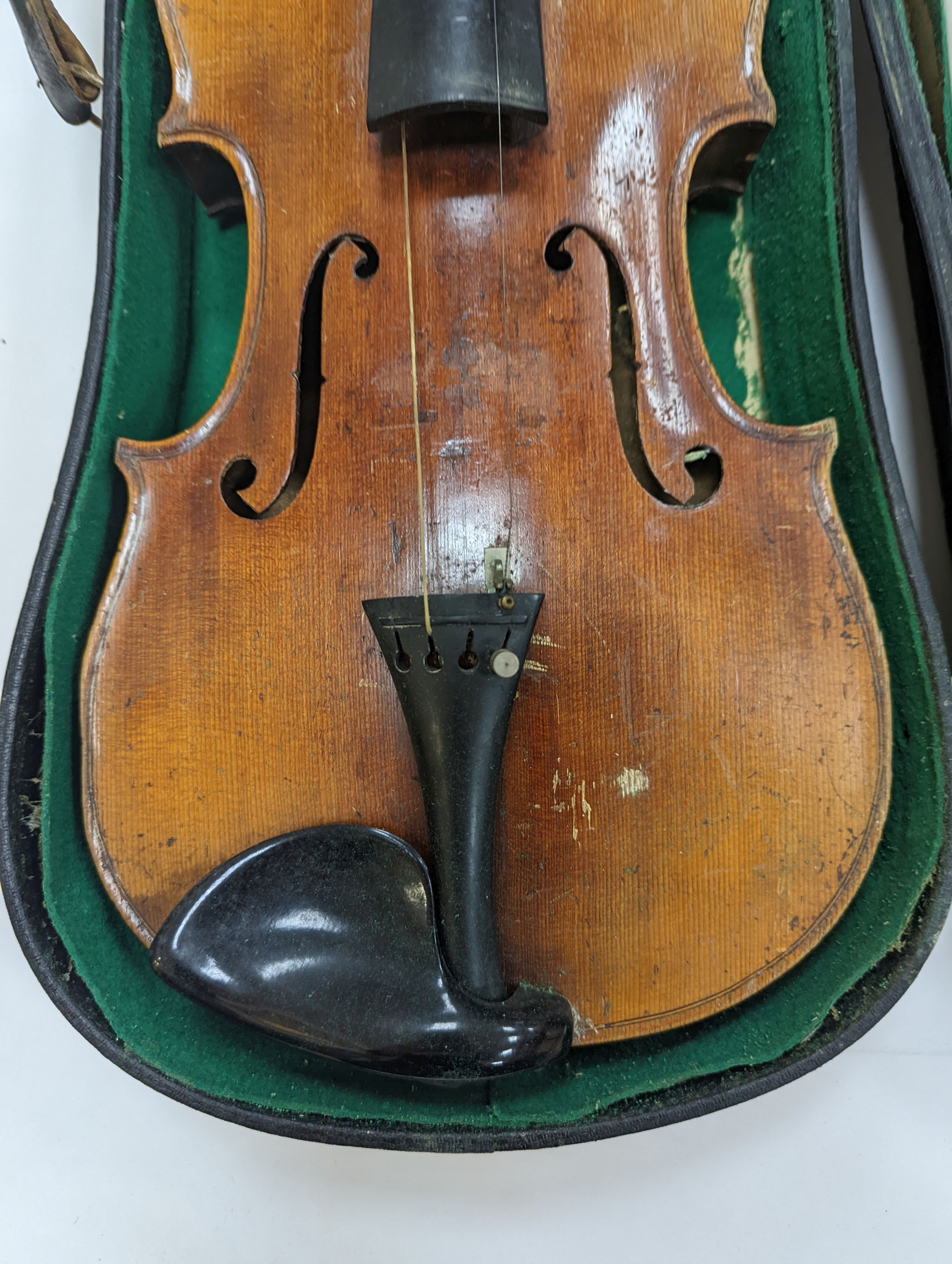 A 19th century German violin, cased with bow